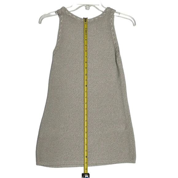 White House Black Market Tunic Length Tank Oatmeal, Gold Threading Glittery, XS - Picture 12 of 13